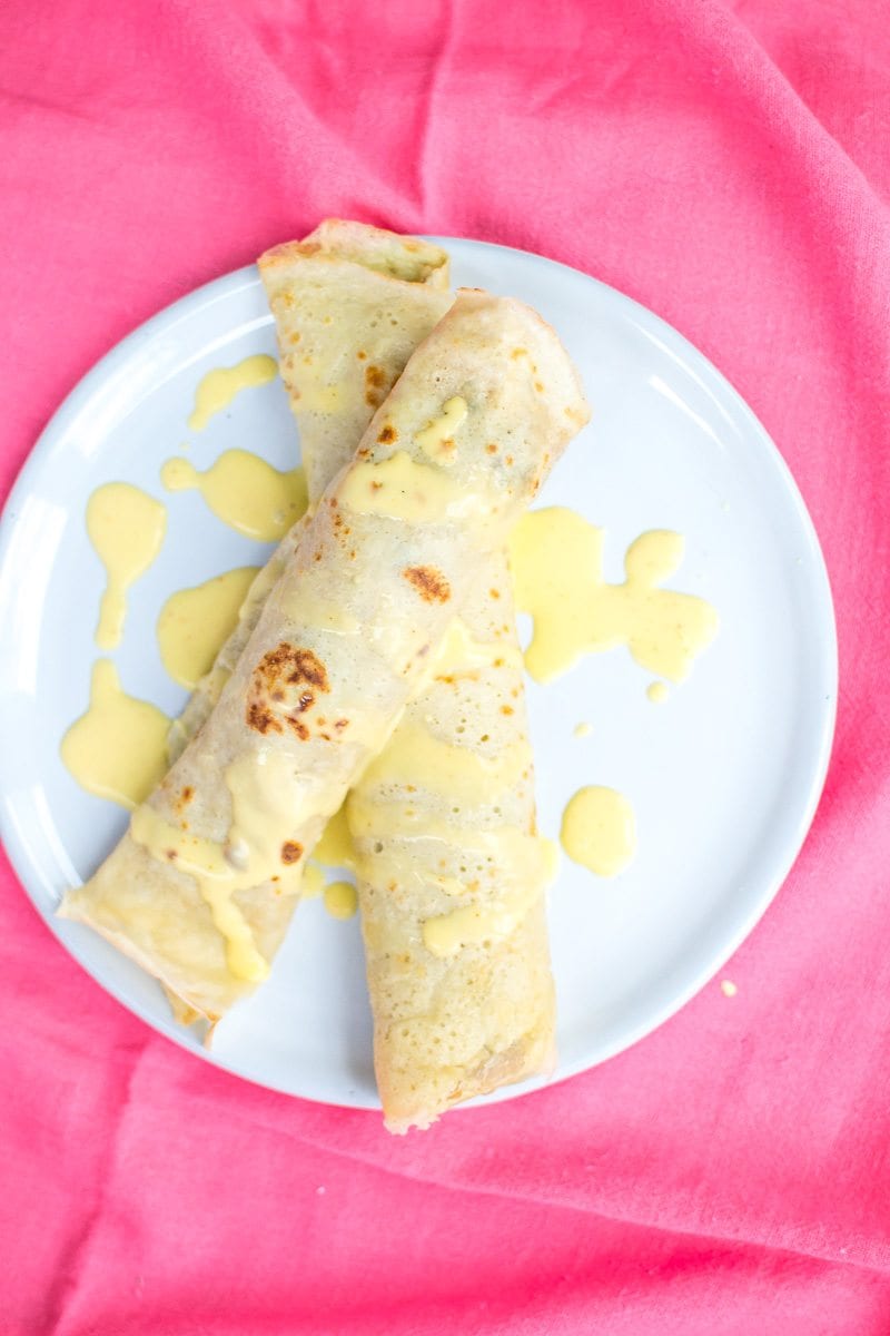 savory bacon and leek crepes with hollandaise sauce | Appetites Anonymous