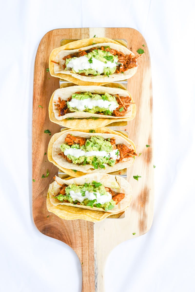 chipotle jackfruit tacos with simple guac and lemon orange crema | Appetites Anonymous