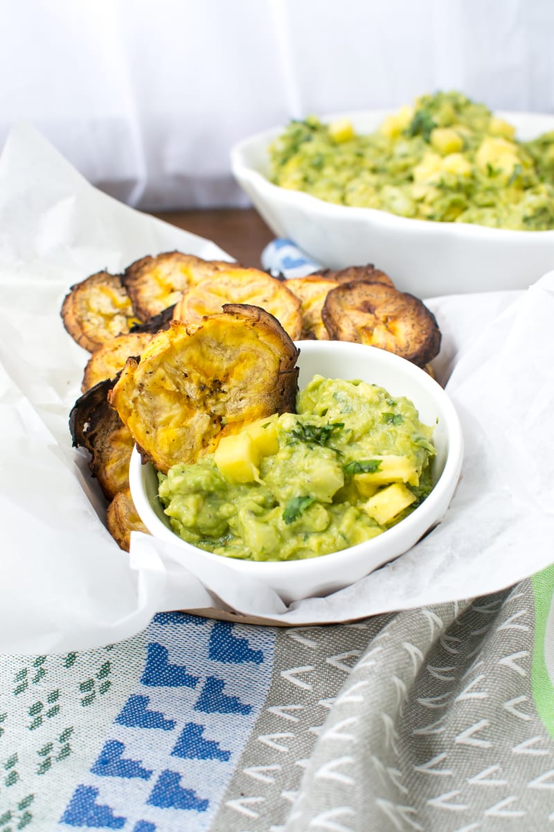 pineapple guacamole with crispy plantain chips | Appetites Anonymous