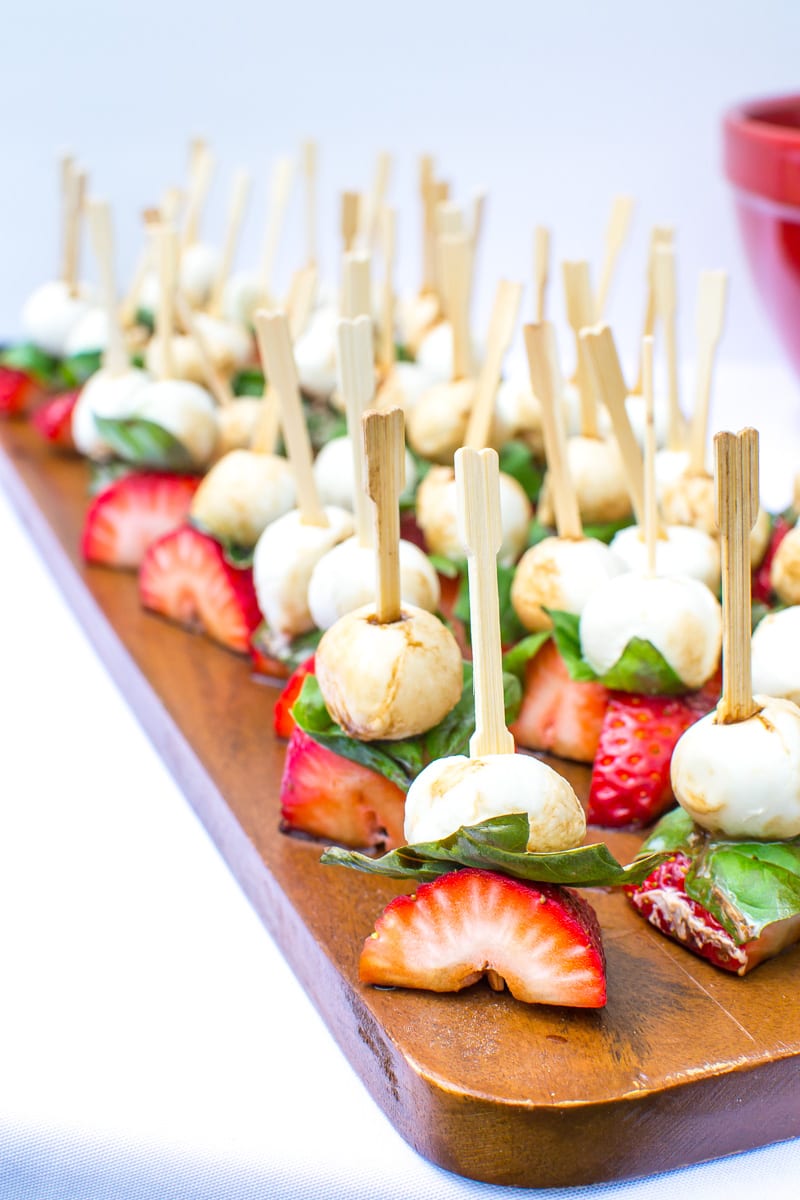 strawberry caprese kebabs | Appetites Anonymous