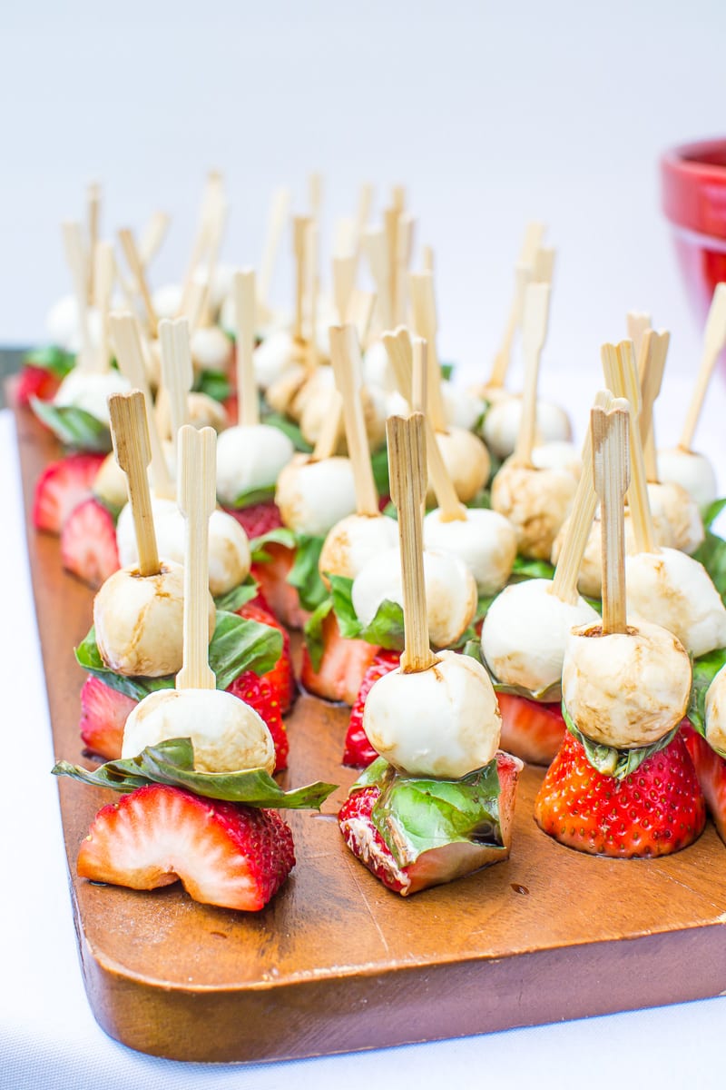 strawberry caprese kebabs | Appetites Anonymous