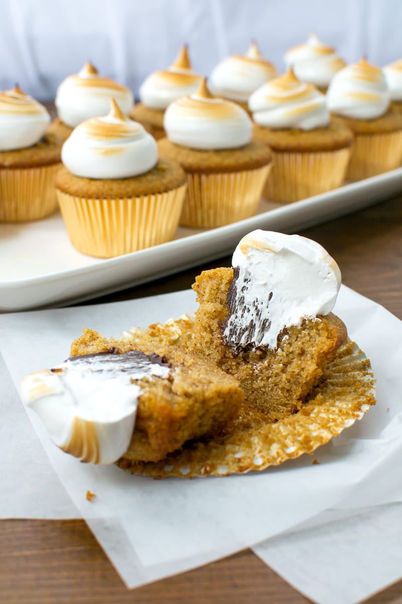 s'mores cupcakes with toasted meringue frosting - Appetites Anonymous