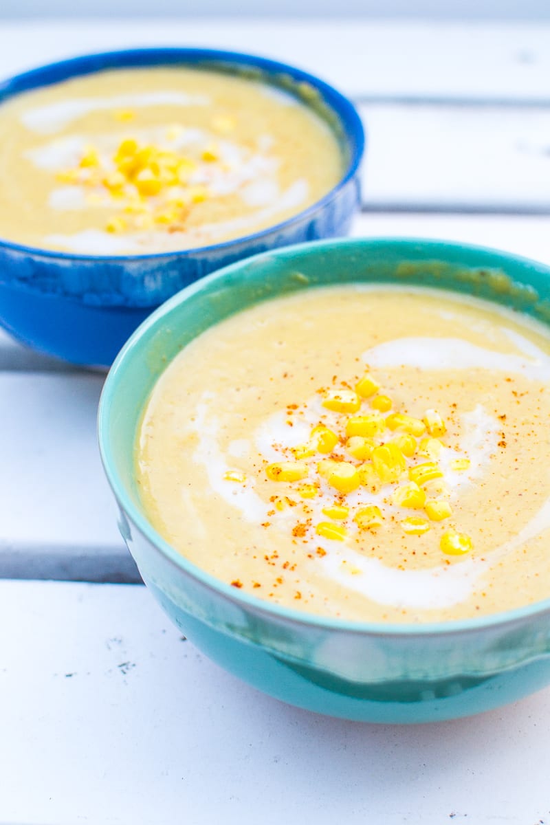 vegan grilled (or roasted!) corn soup | Appetites Anonymous