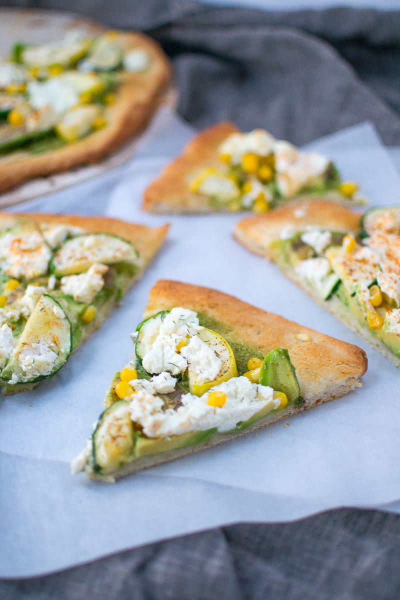avocado and summer veggie pizza with jalapeno ranch | Appetites Anonymous