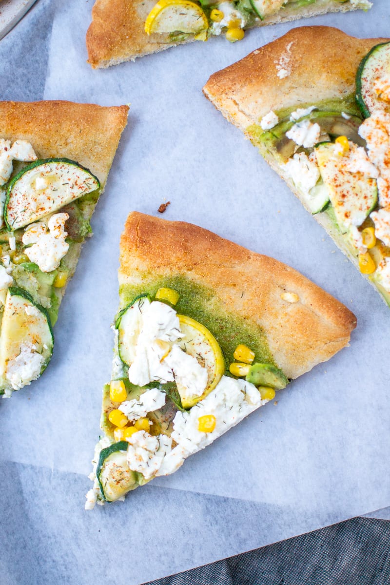 avocado and summer veggie pizza with jalapeno ranch | Appetites Anonymous
