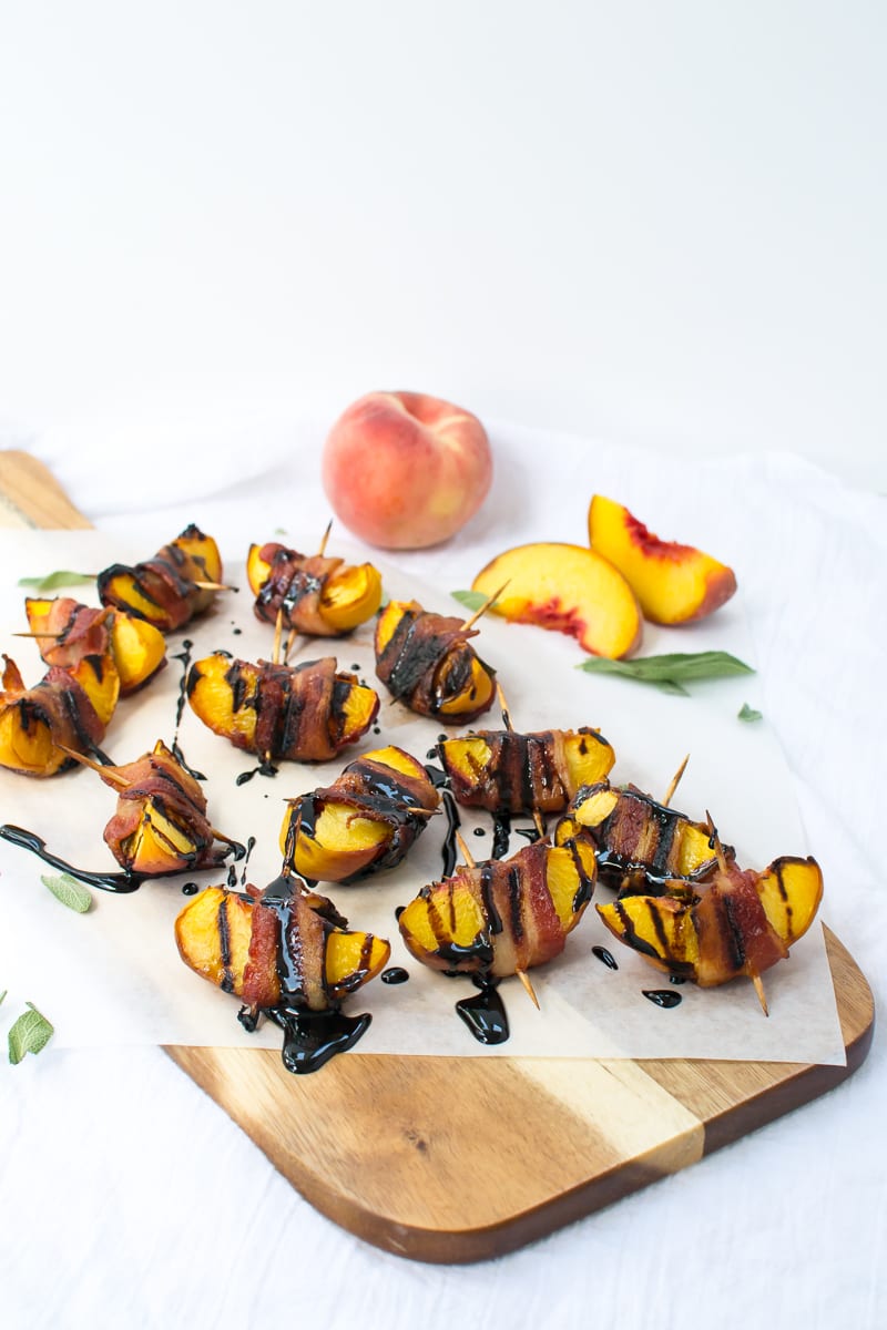bacon wrapped peaches with bourbon fig glaze | Appetites Anonymous