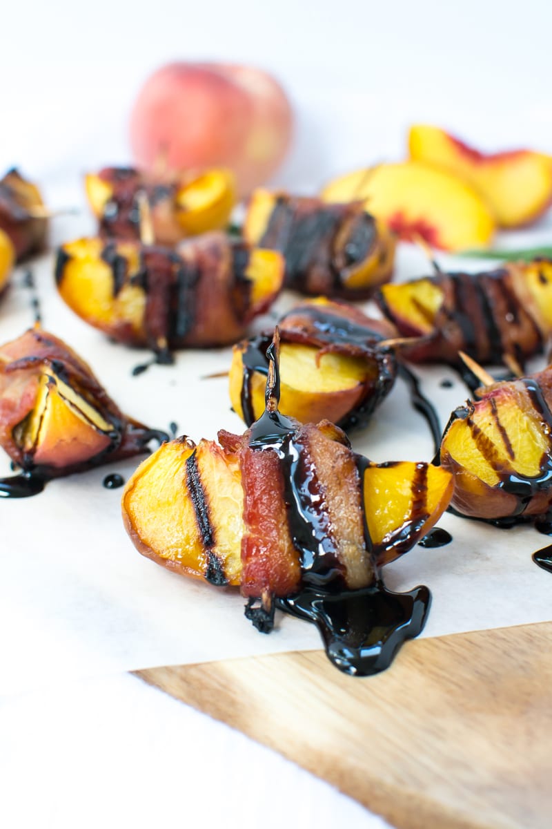 bacon wrapped peaches with bourbon fig glaze | Appetites Anonymous
