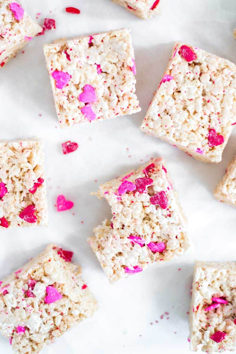 vday brown butter white chocolate rice krispies treats | Appetites Anonymous