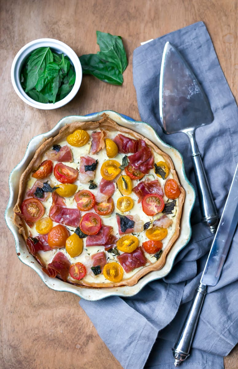 heirloom tomato and prosciutto quiche | Appetites Anonymous