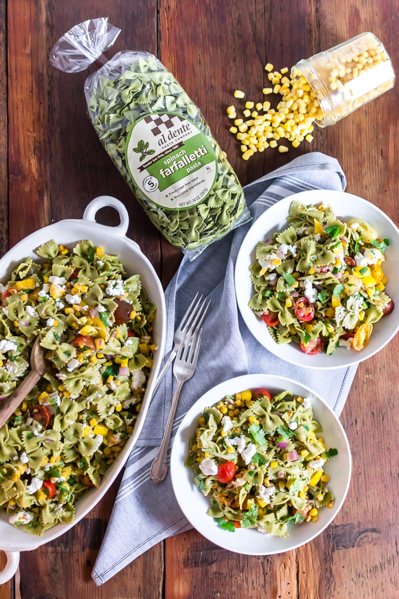 roasted corn + goat cheese pasta salad _ Appetites Anonymous