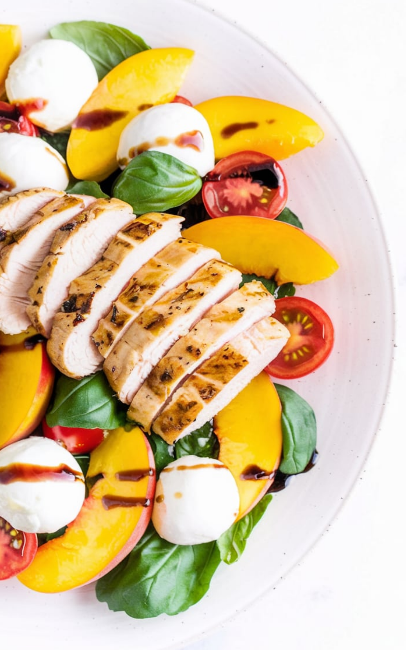 Peach Caprese Salad With Grilled Chicken