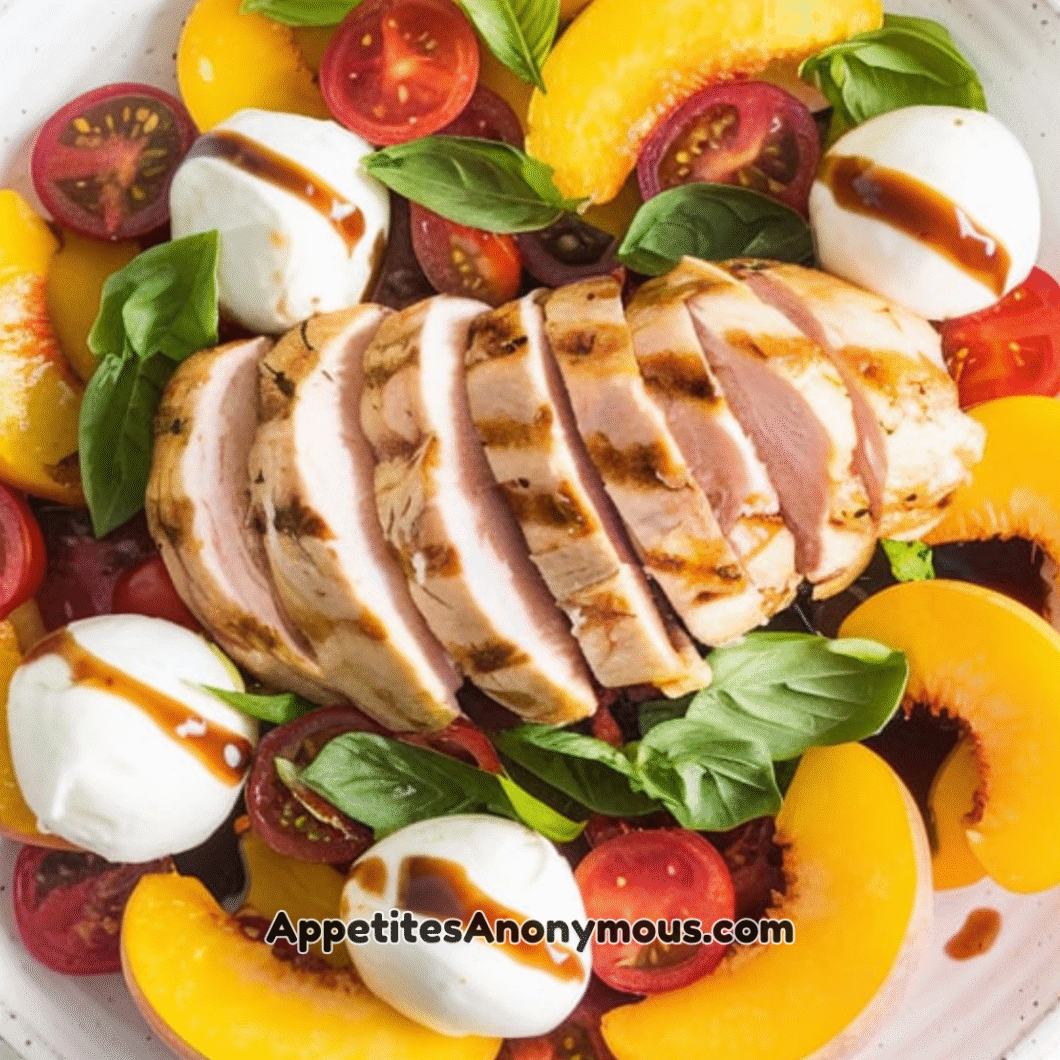 Peach Caprese Salad With Grilled Chicken
