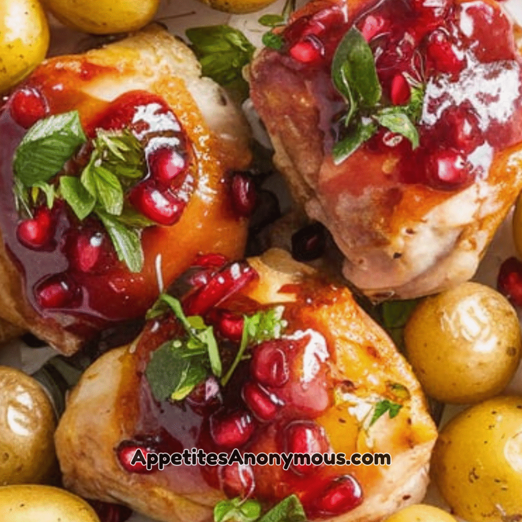 Pomegranate Glazed Chicken And Potatoes