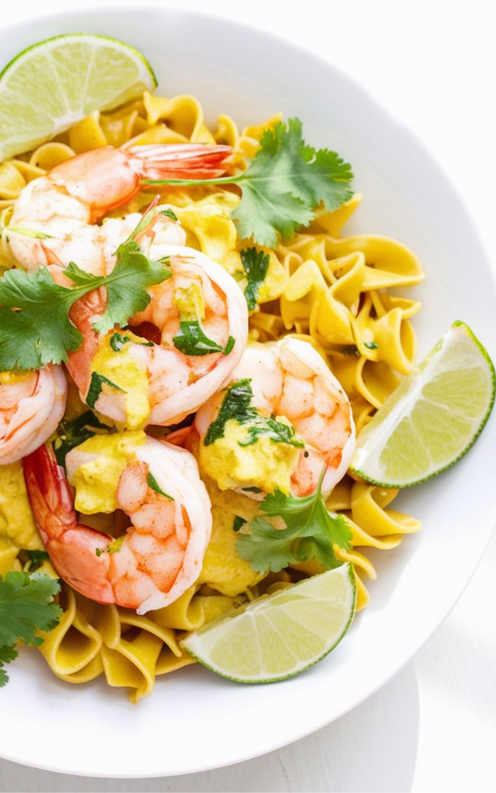 Coconut Lime Curry Shrimp Over Turmeric Pasta