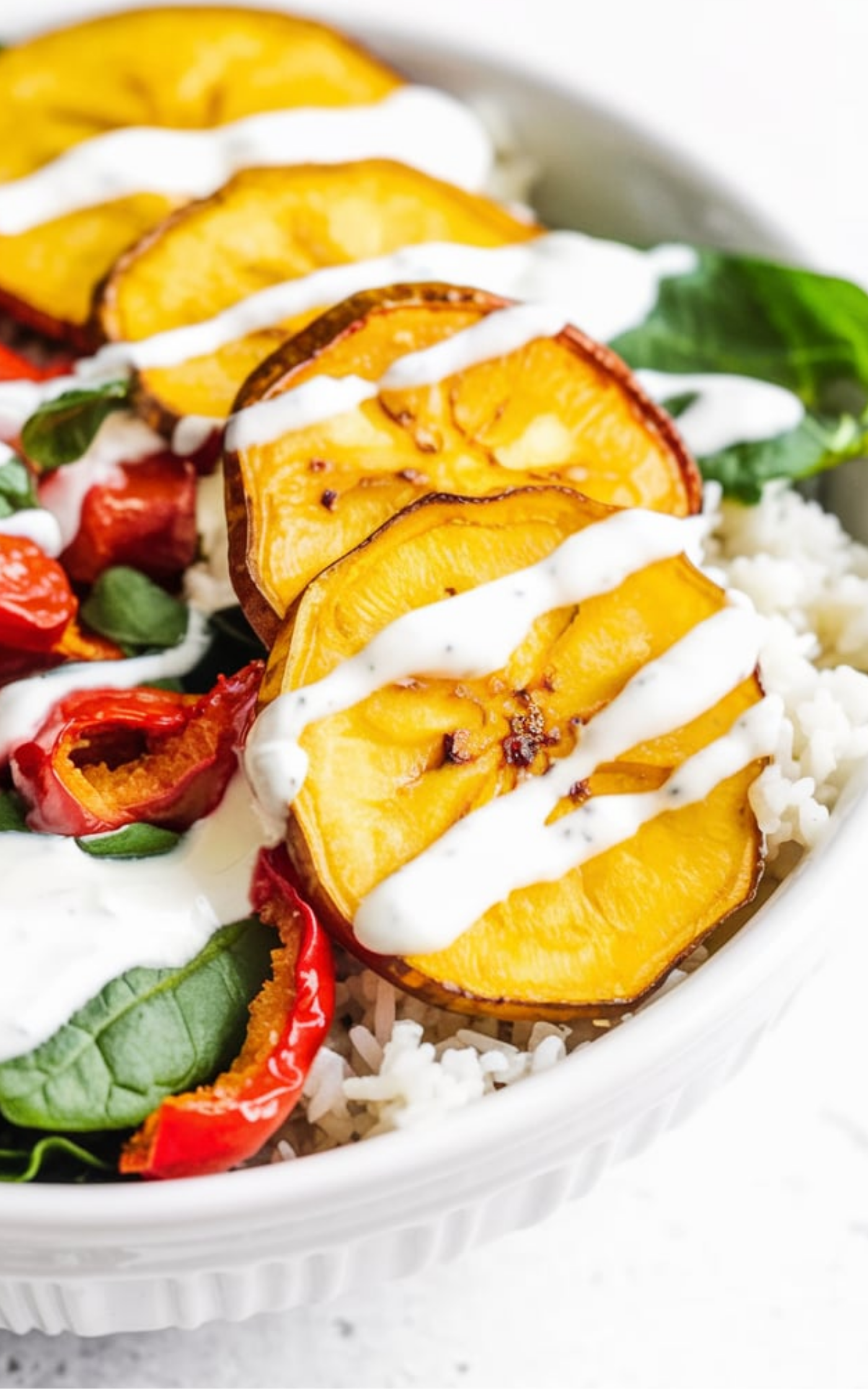 Roasted Plantain And Red Pepper Rice Bowls