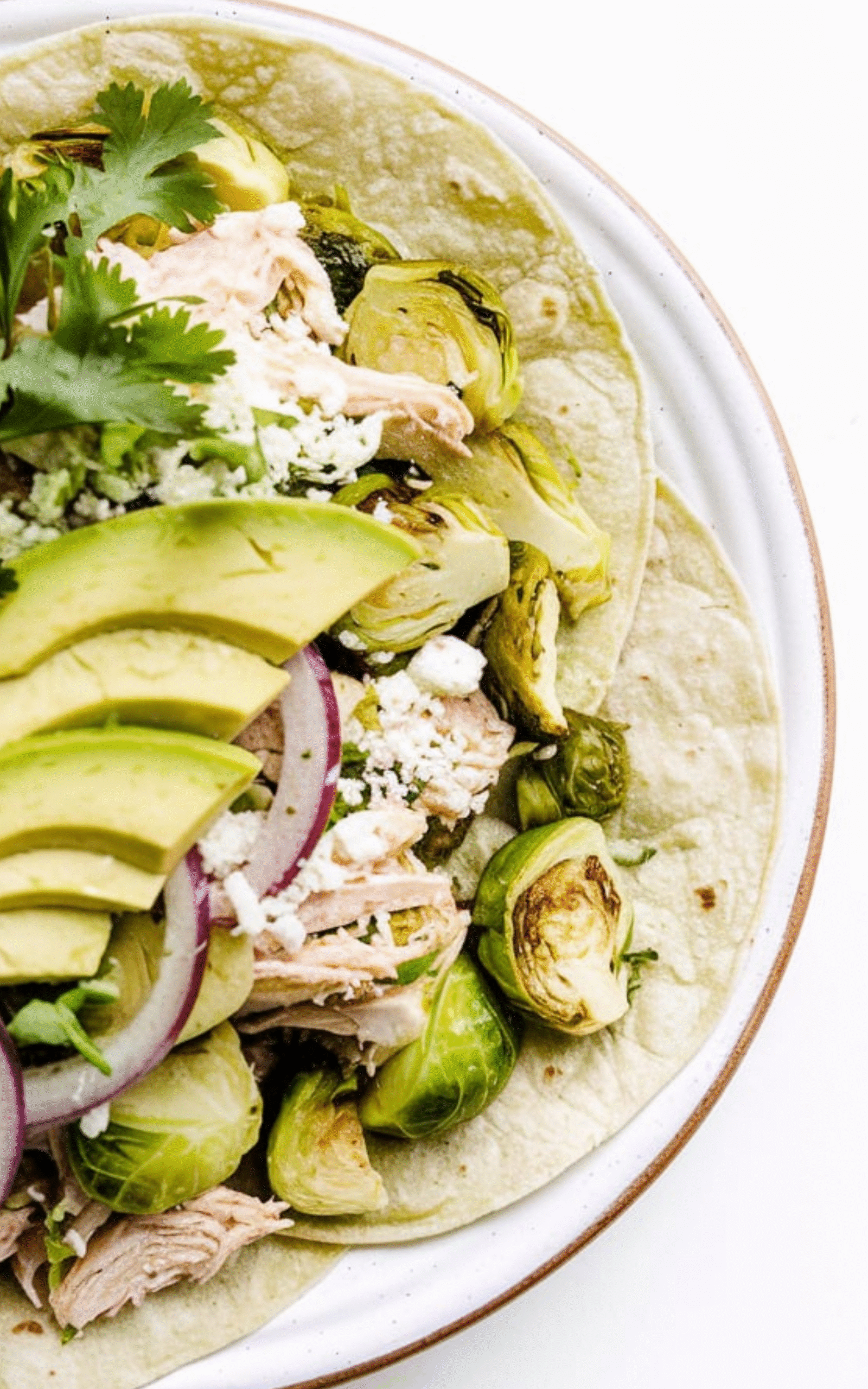 Salsa Verde Chicken and Brussels Sprout Tacos