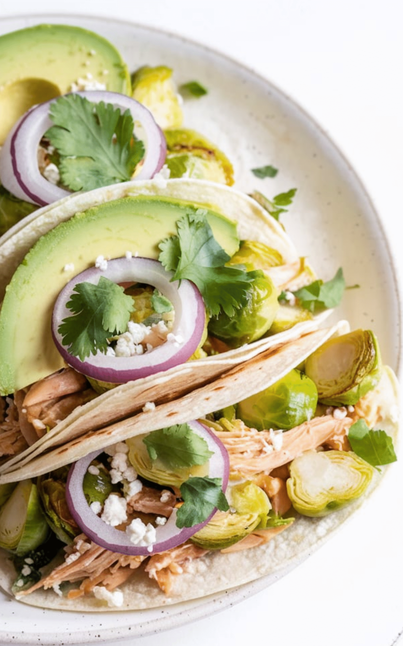 Salsa Verde Chicken and Brussels Sprout Tacos