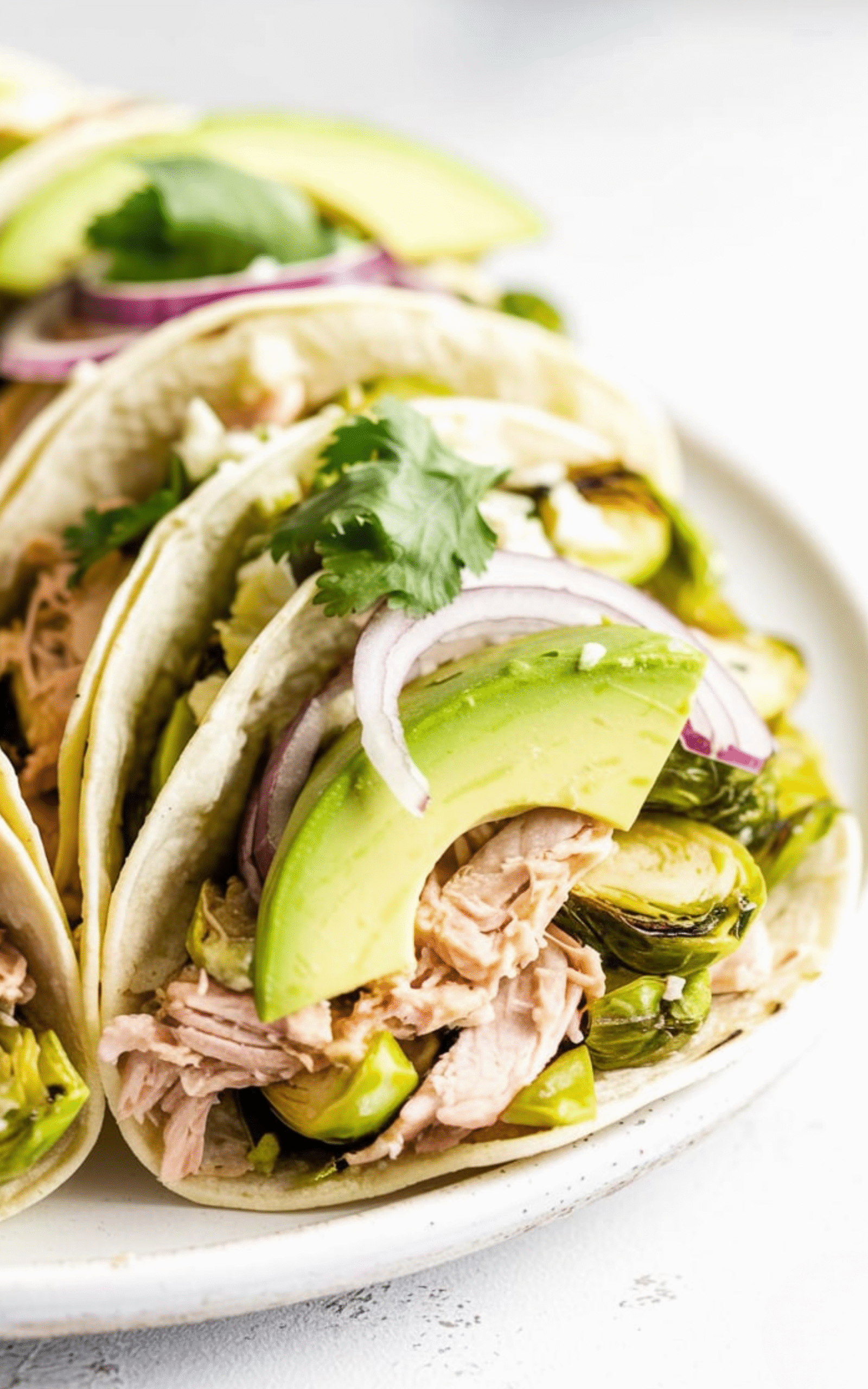 Salsa Verde Chicken and Brussels Sprout Tacos