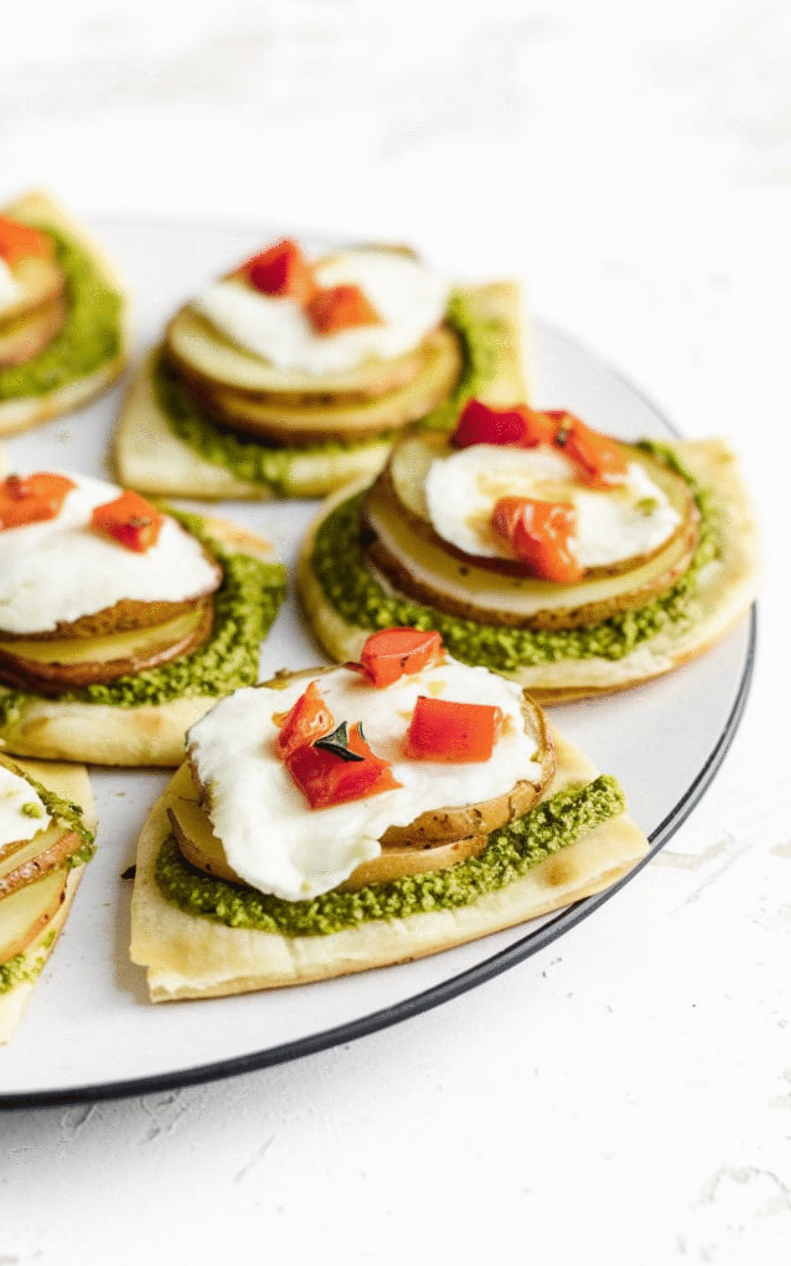 Pesto Potato Roasted Red Pepper Flatbreads