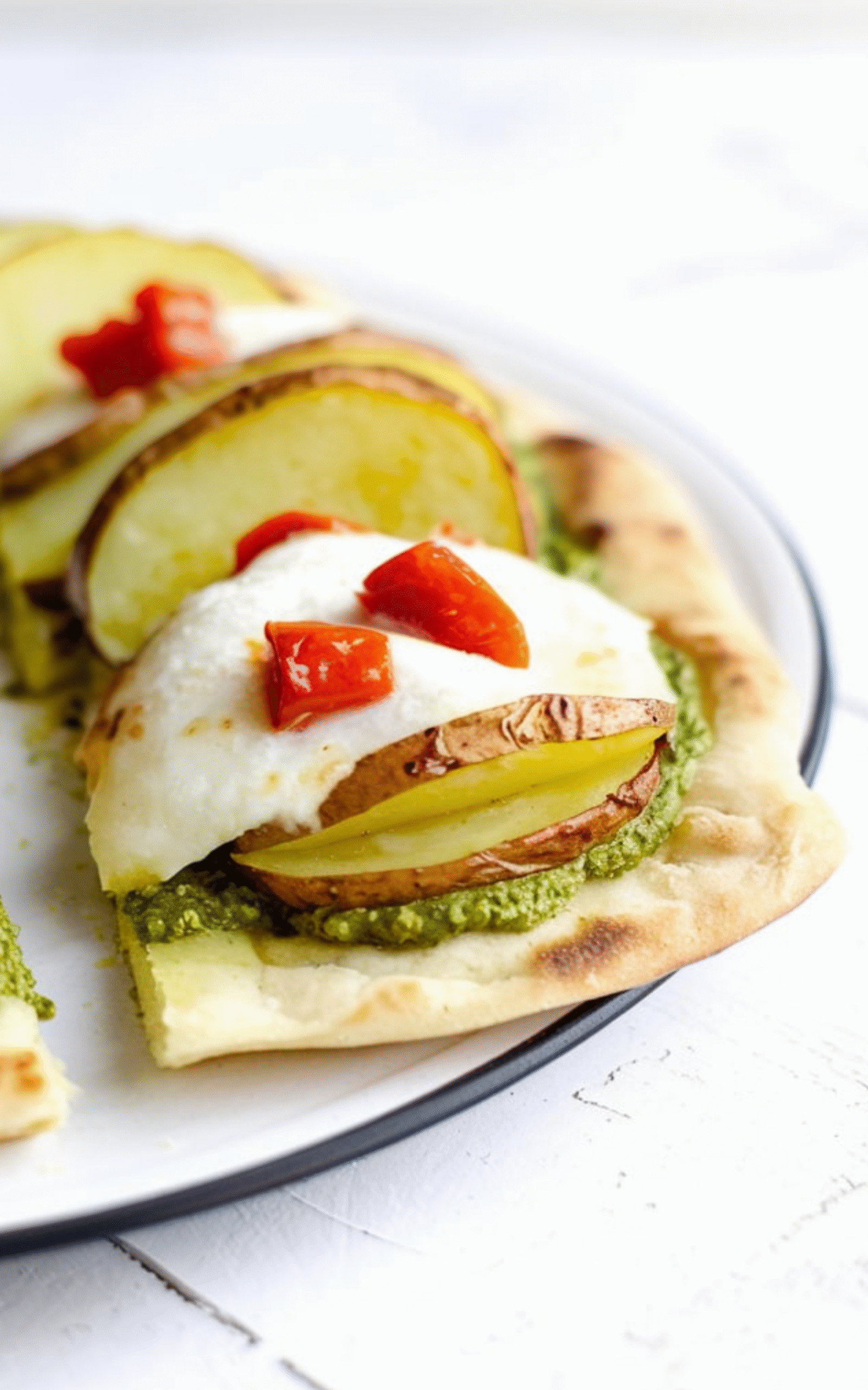 Pesto Potato Roasted Red Pepper Flatbreads