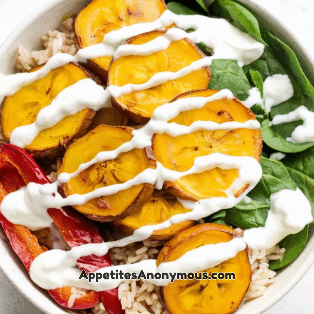 Roasted Plantain And Red Pepper Rice Bowls