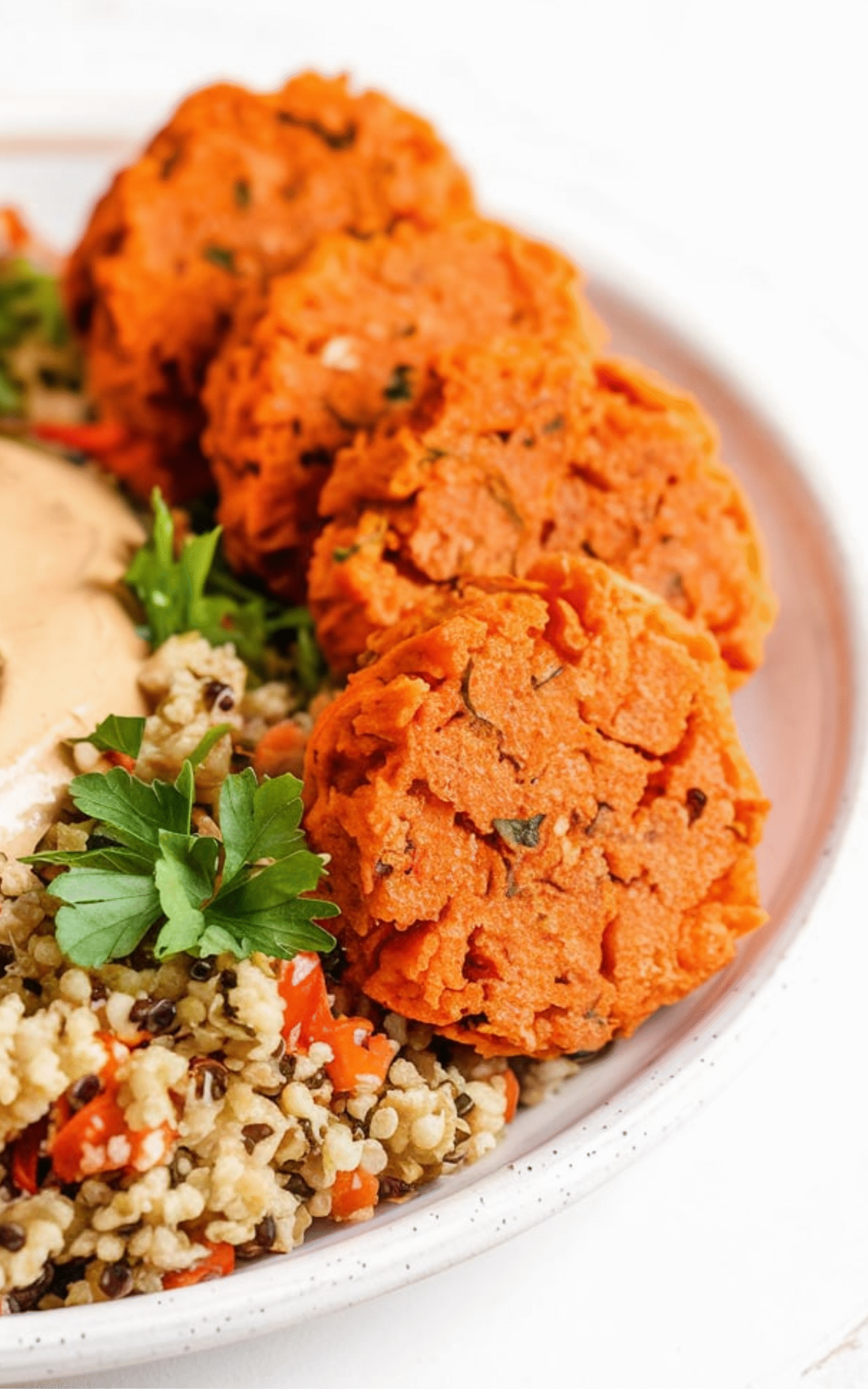 Carrot Falafels With Roasted Veggie Quinoa