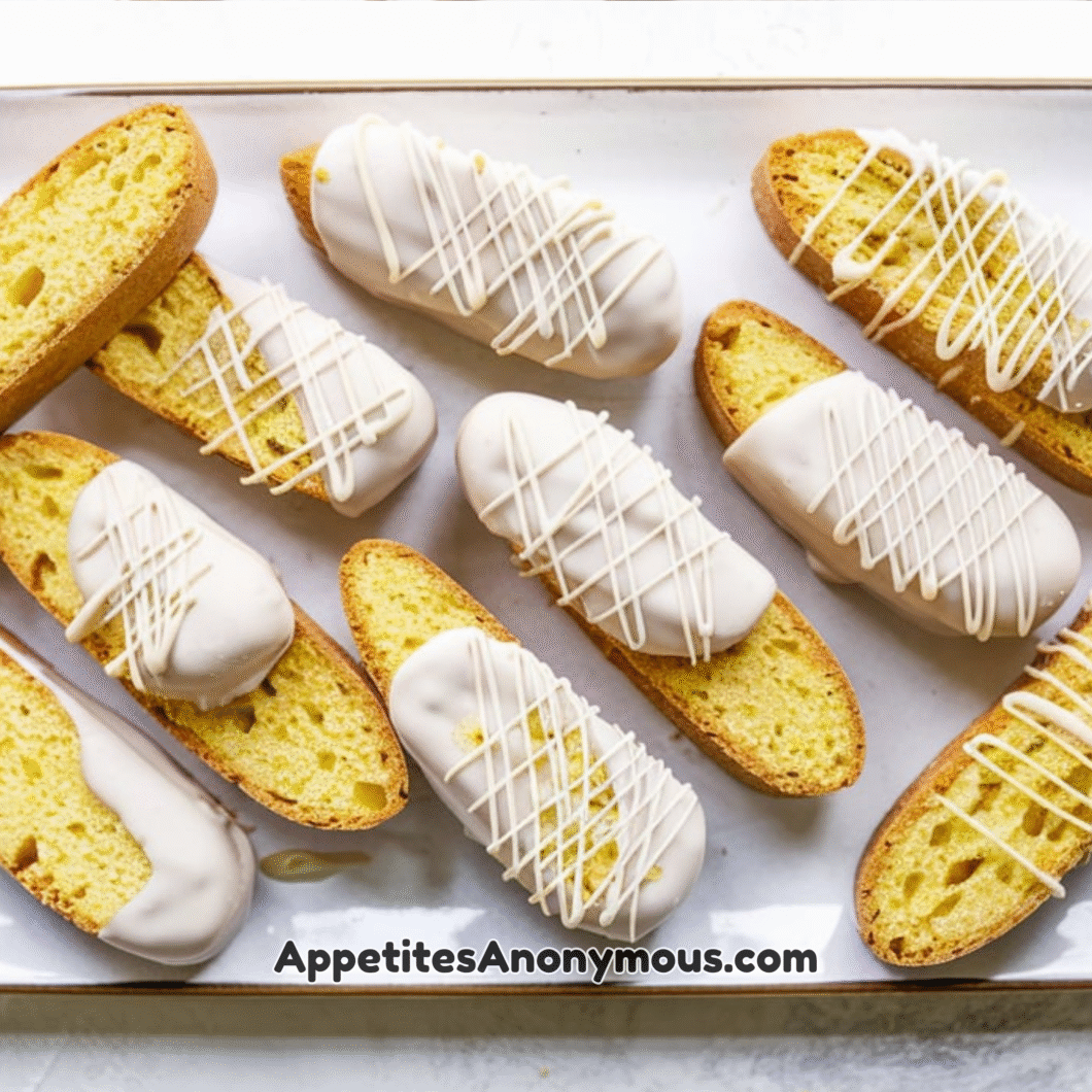 White Chocolate Dipped Vanilla Biscotti