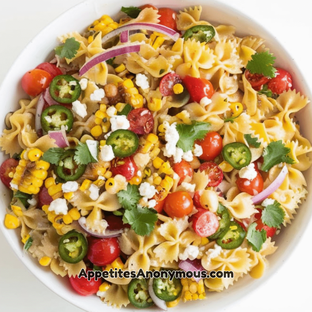 Summer Corn Goat Cheese Pasta Salad