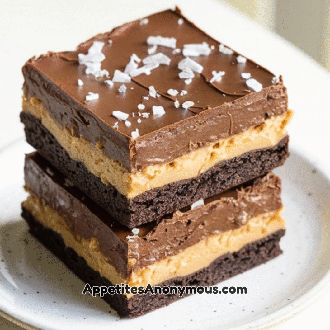 Triple Layer Peanut Butter Chocolate Brownies