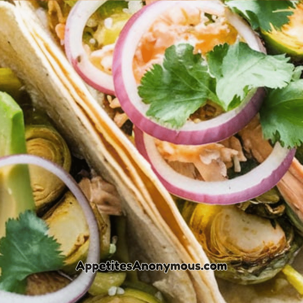 Salsa Verde Chicken and Brussels Sprout Tacos