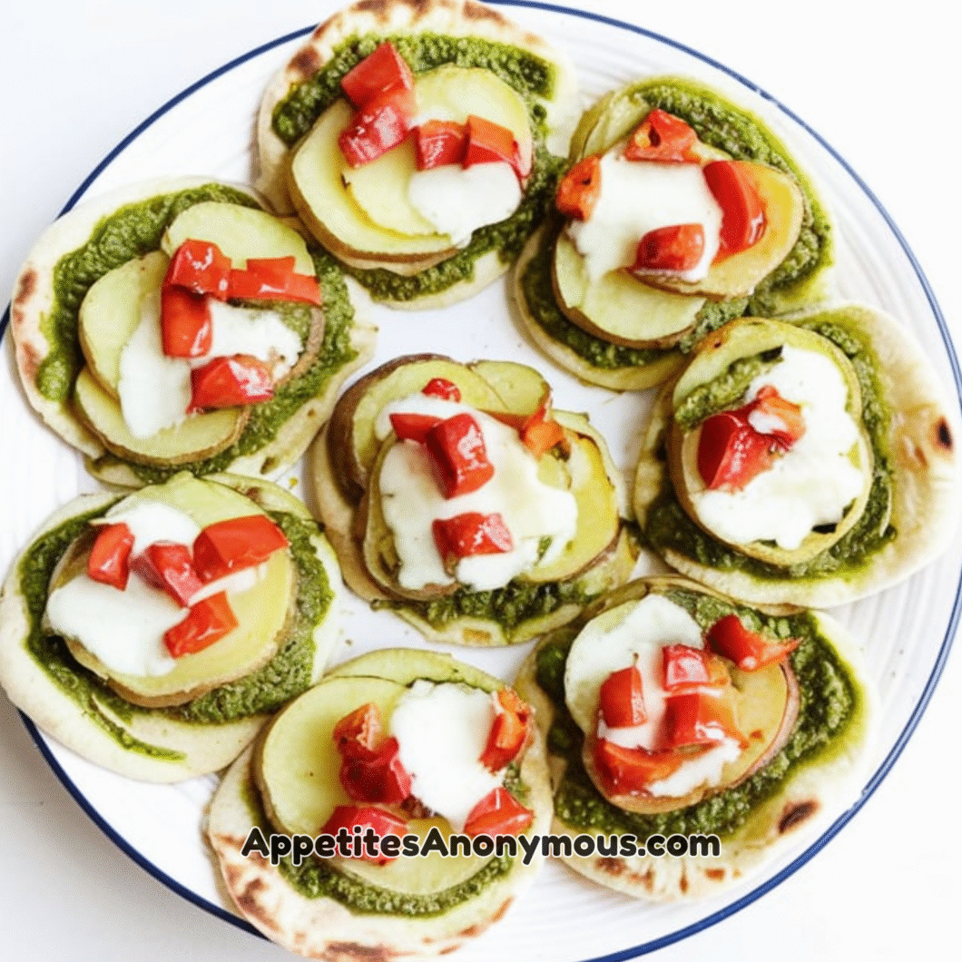 Pesto Potato Roasted Red Pepper Flatbreads