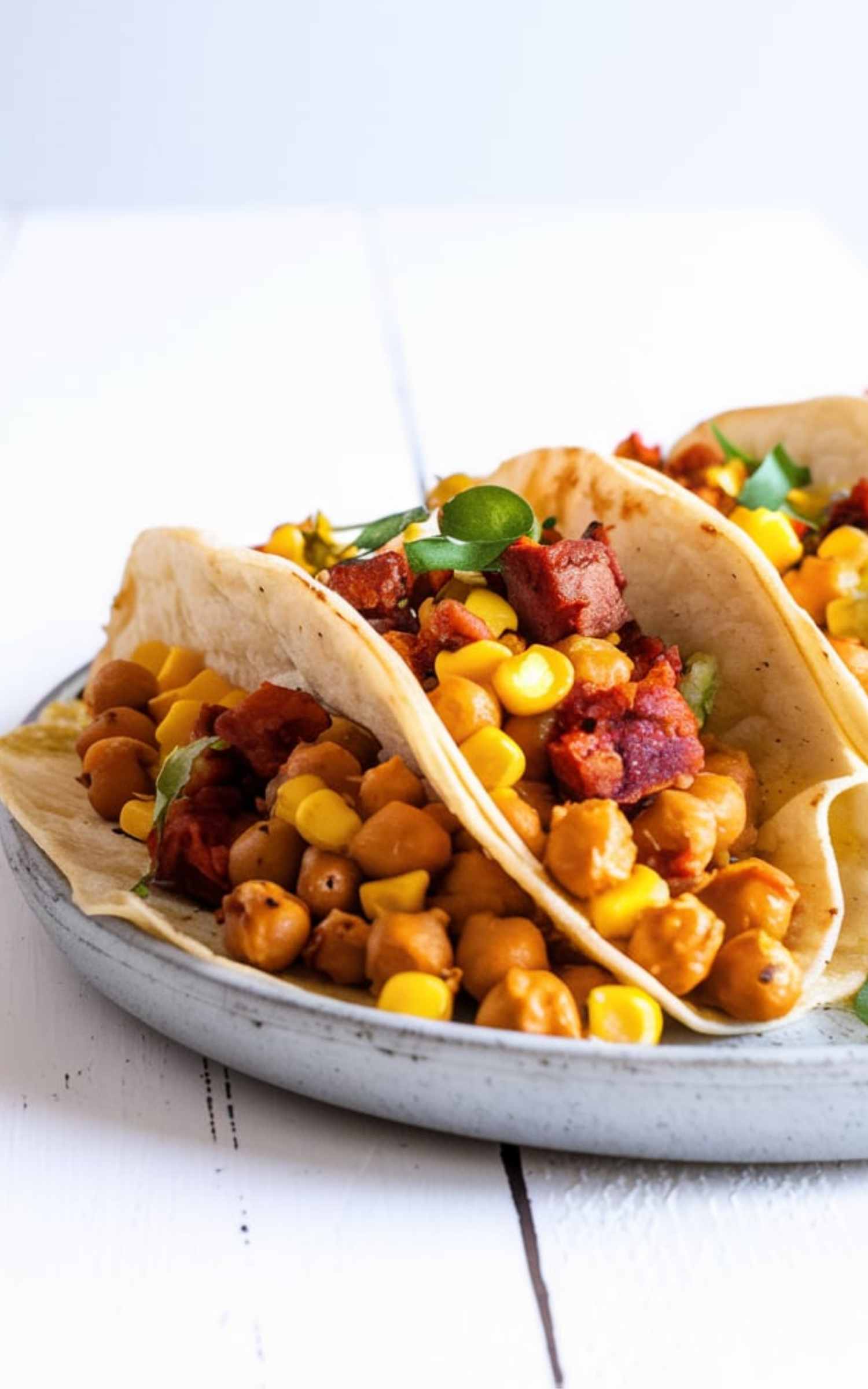 Chickpea, Chorizo, & Corn Tacos