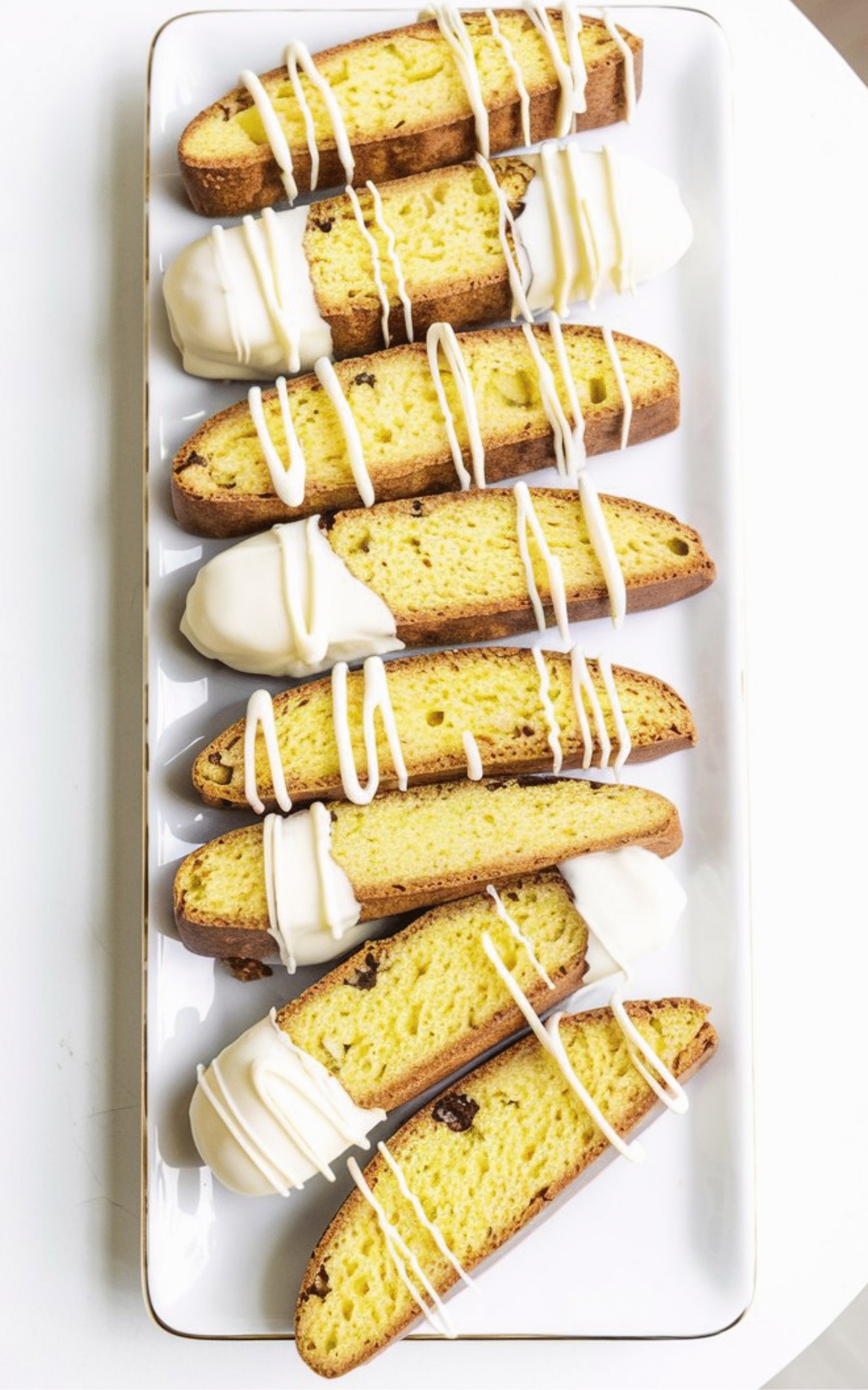 White Chocolate Dipped Vanilla Biscotti