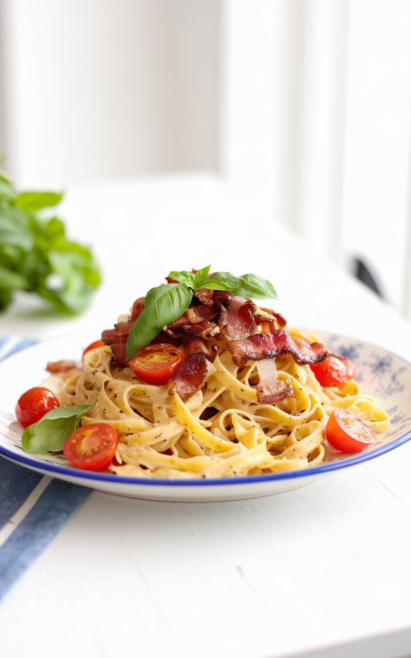 BLT Roasted Garlic Fettuccine